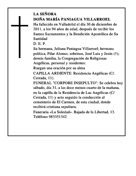 Doña María Paniagua Villarroel
