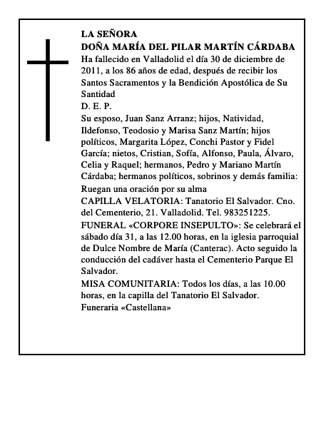 Doña María del Pilar Martín Cárdaba