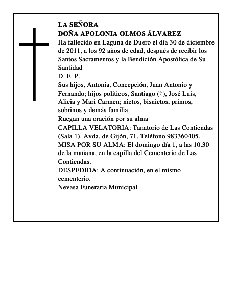 Doña Apolonia Olmos Álvarez