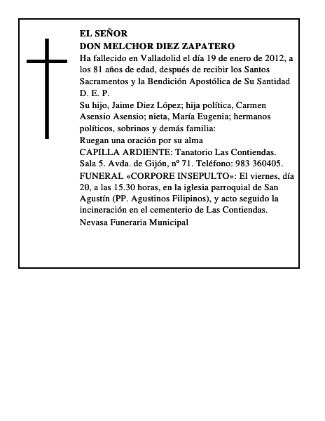 Don Melchor Diez Zapatero