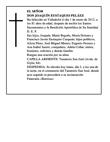 Don Joaquín Eustaquio Peláez