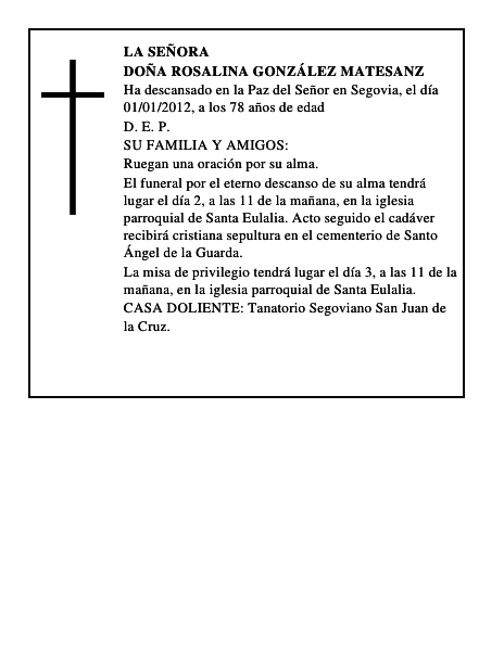 Doña Rosalina González Matesanz