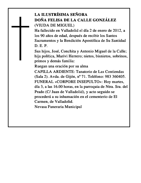 Doña Felisa de la Calle González