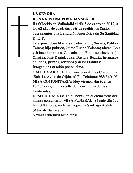 Doña Susana Posadas Señor