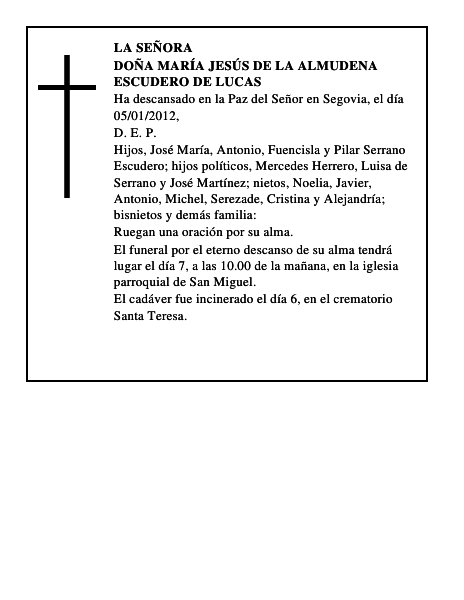 Doña María Jesús de la Almudena Escudero de Lucas