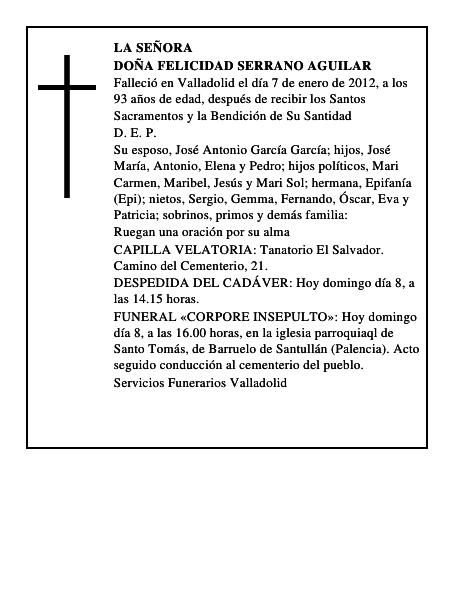 Doña Felicidad Serrano Aguilar