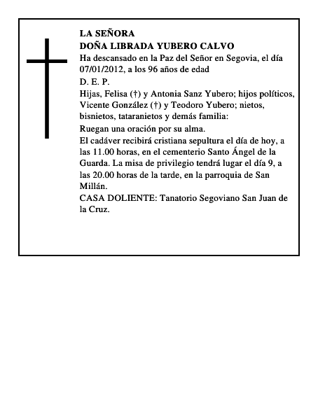 Doña Librada Yubero Calvo