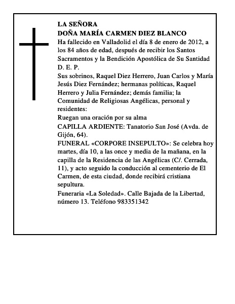 Doña María Carmen Diez Blanco