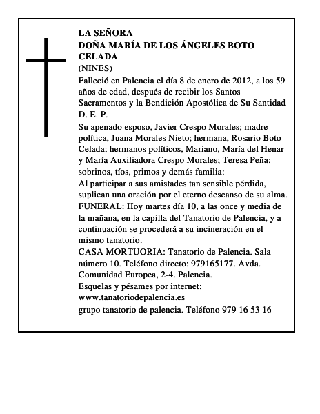 Doña María de los Ángeles Boto Celada