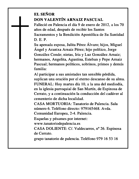Don Valentín Arnaiz Pascual