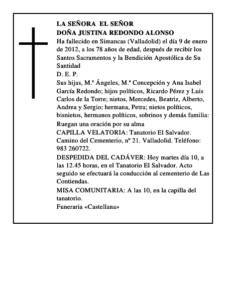 Doña Justina Redondo Alonso