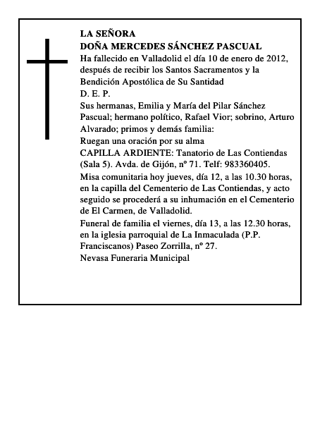 Doña Mercedes Sánchez Pascual