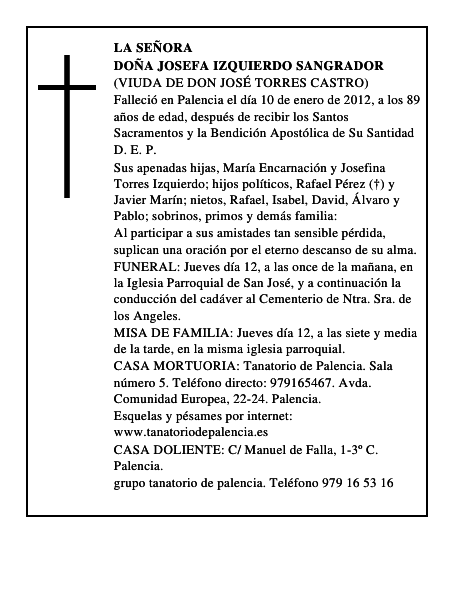 Doña Josefa Izquierdo Sangrador
