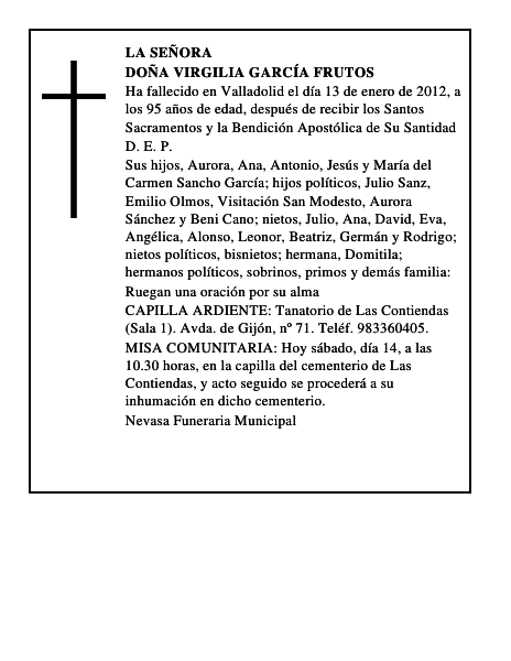 Doña Virgilia García Frutos