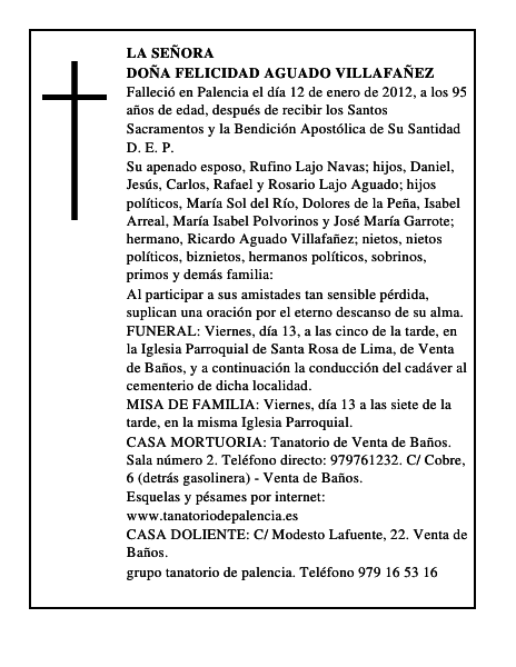 Doña Felicidad Aguado Villafañez