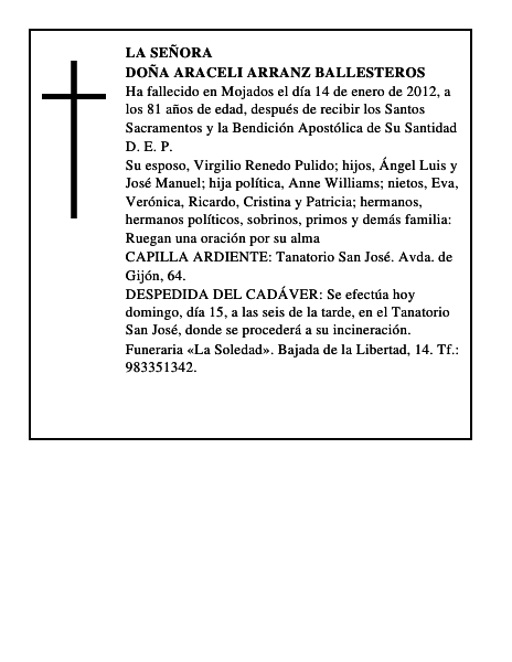 Doña Araceli Arranz Ballesteros