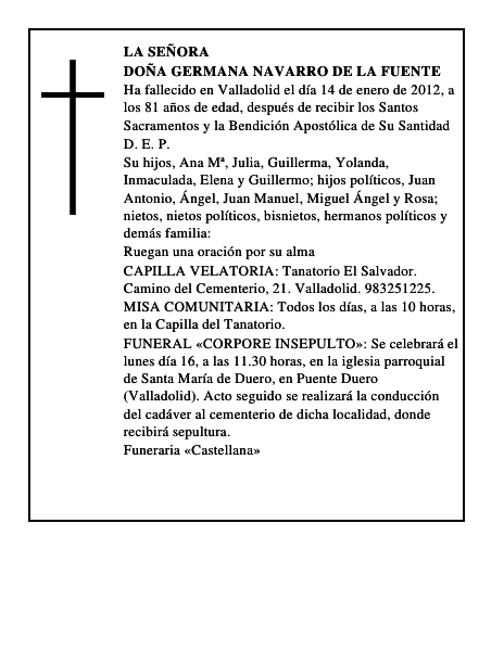 Doña Germana Navarro de la Fuente