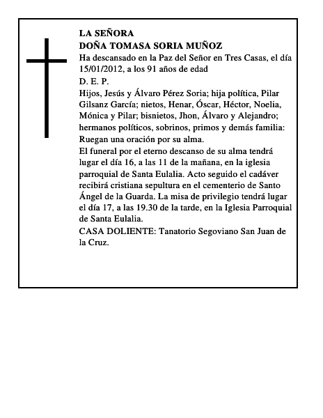 Doña Tomasa Soria Muñoz