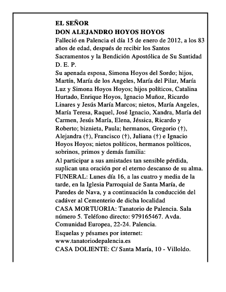Don Alejandro Hoyos Hoyos