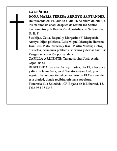 Doña María Teresa Arroyo Santander