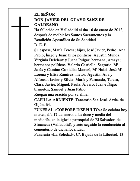 Don Javier del Guayo Sanz de Galdeano