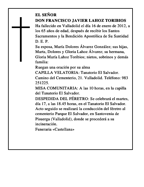 Don Francisco Javier Lahoz Toribios