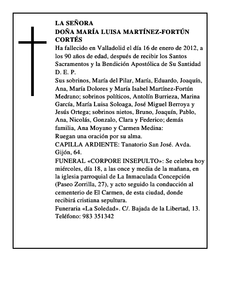 Doña María Luisa Martínez-Fortún Cortés