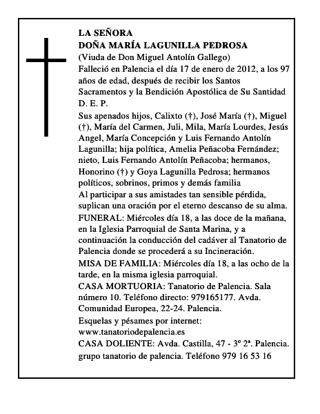 Doña María Lagunilla Pedrosa