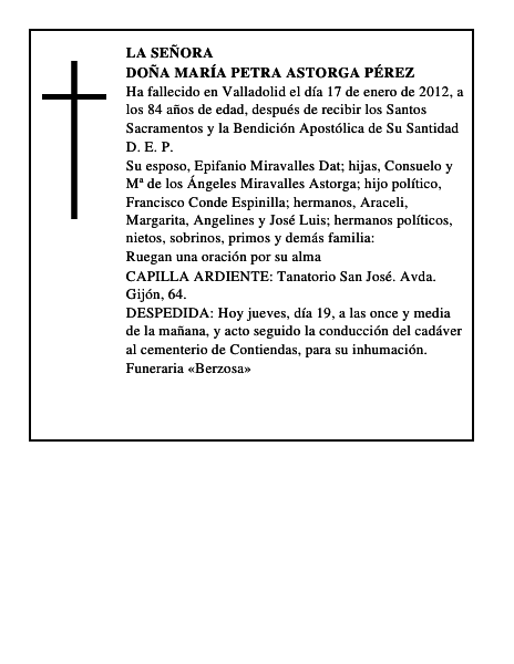 Doña María Petra Astorga Pérez