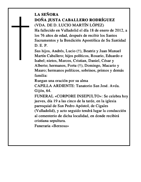 Doña Justa Caballero Rodríguez