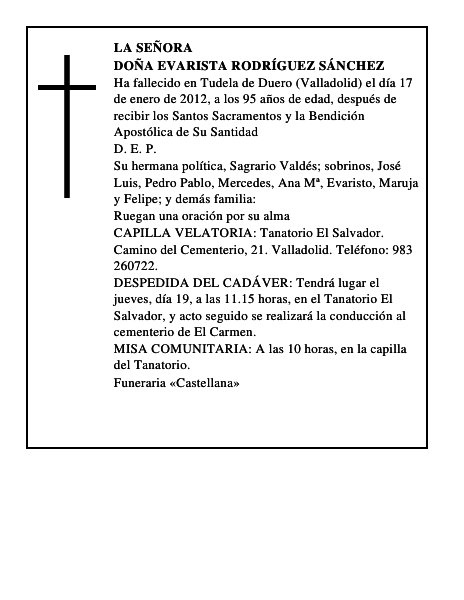 Doña Evarista Rodríguez Sánchez
