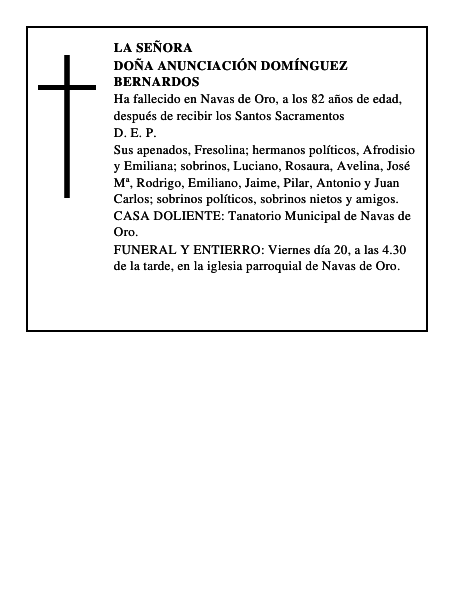 Doña Anunciación Domínguez Bernardos
