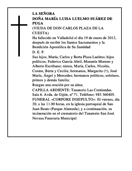 Doña María Luisa Luelmo Suárez de Puga
