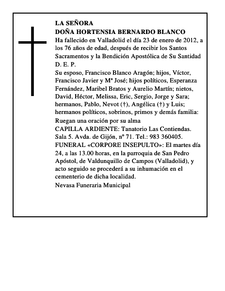 Doña Hortensia Bernardo Blanco