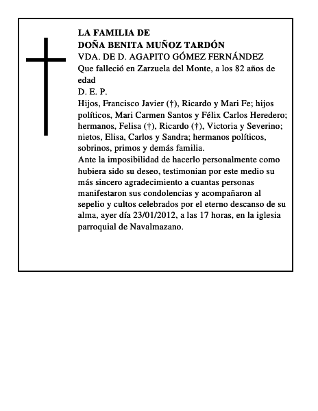Doña Benita Muñoz Tardón