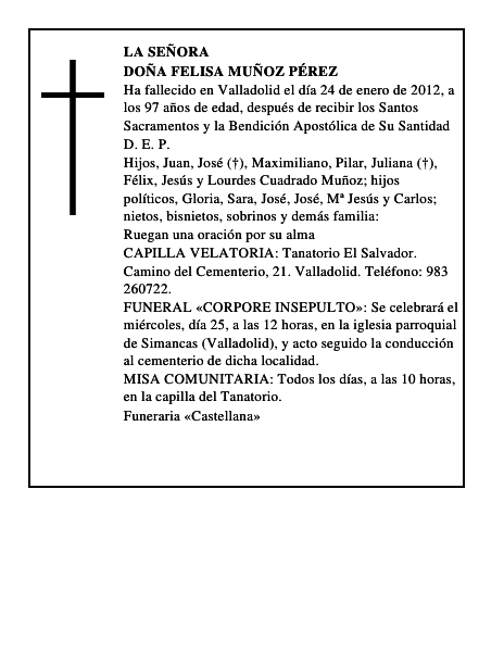 Doña Felisa Muñoz Pérez