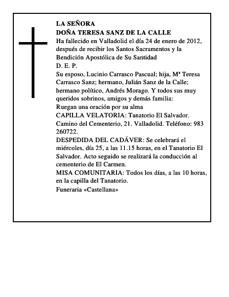 Doña Teresa Sanz de la Calle