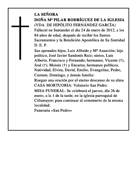 Doña Mª Pilar Rodríguez de la Iglesia