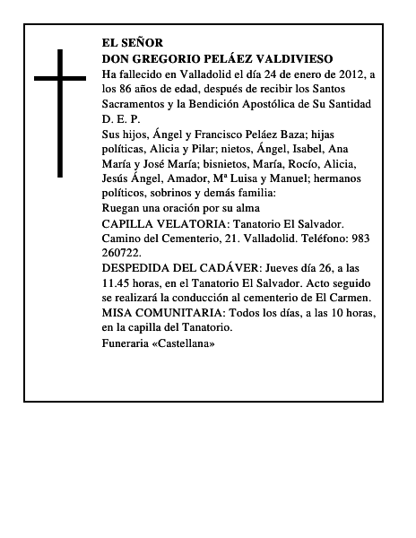 Don Gregorio Peláez Valdivieso