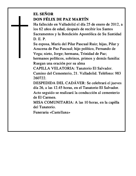 Don Félix de Paz Martín