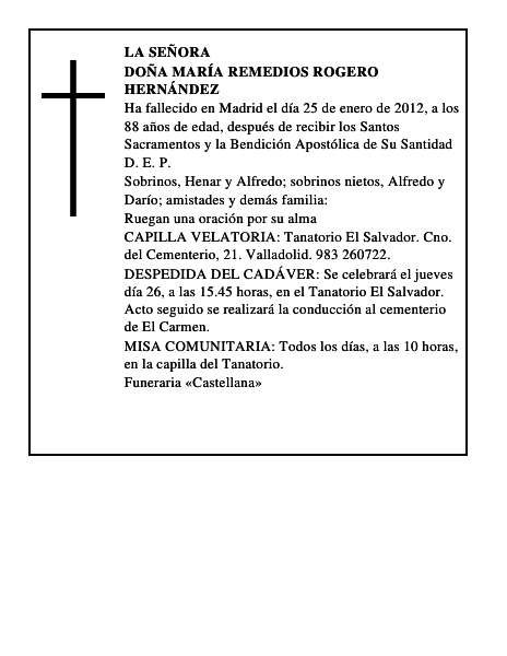 Doña María Remedios Rogero Hernández