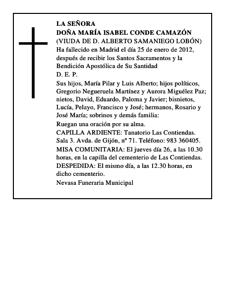 Doña María Isabel Conde Camazón
