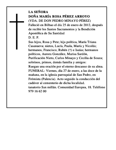 Doña María Rosa Pérez Arroyo