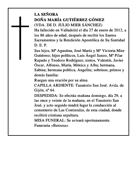 Doña María Gutiérrez Gómez