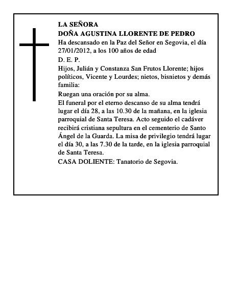 Doña Agustina Llorente de Pedro