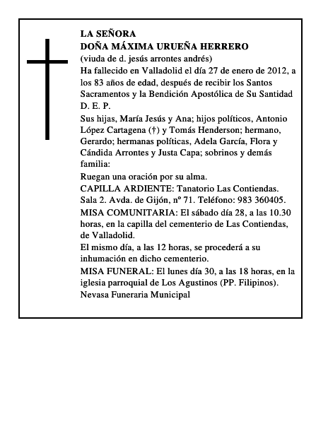 Doña Máxima Urueña Herrero