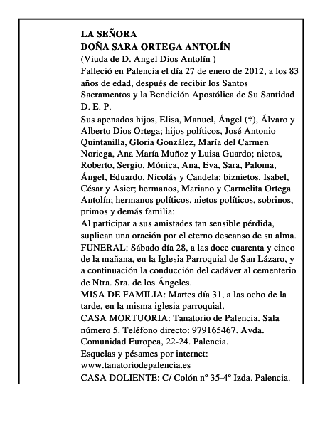 Doña Sara Ortega Antolín