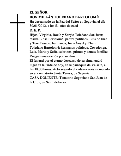 Don Millán Toledano Bartolomé