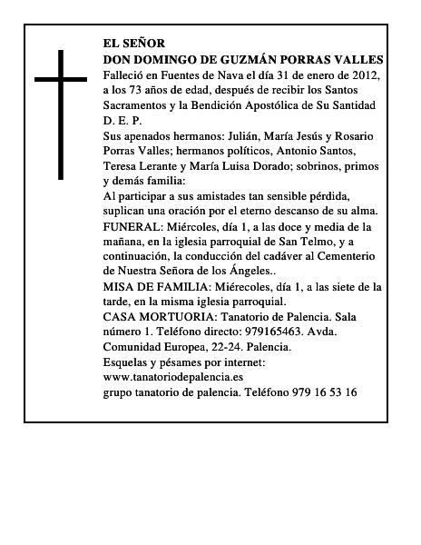 Don Domingo de Guzmán Porras Valles