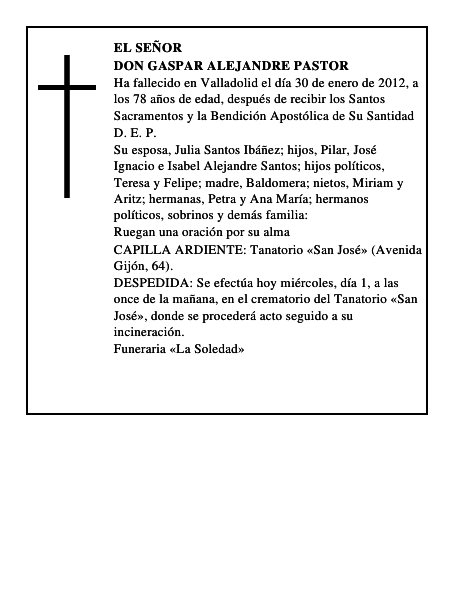 Don Gaspar Alejandre Pastor